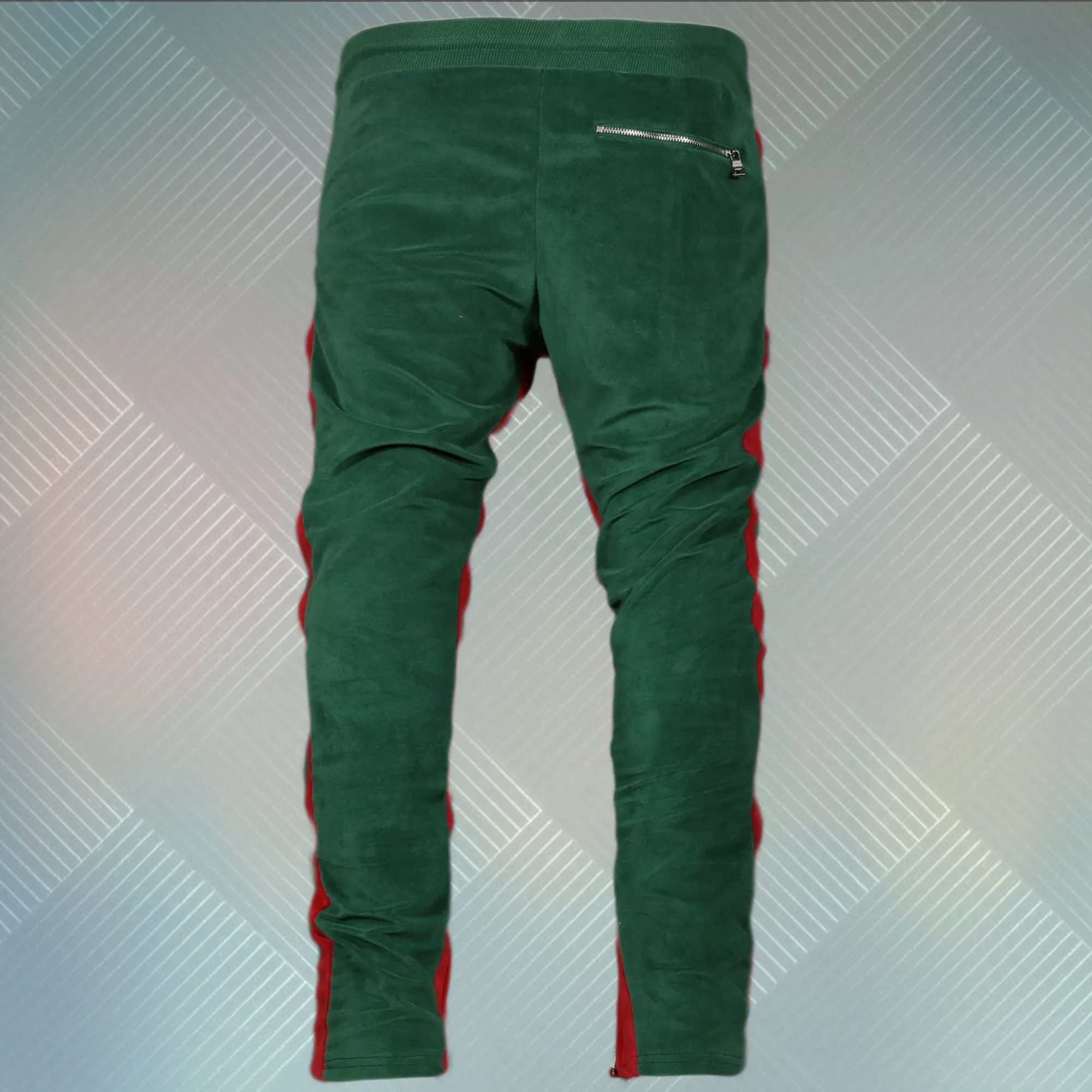 Italian Colorway Inspired Italian Fashion Green Red Stripe Snake and Bees Velour Track Pants