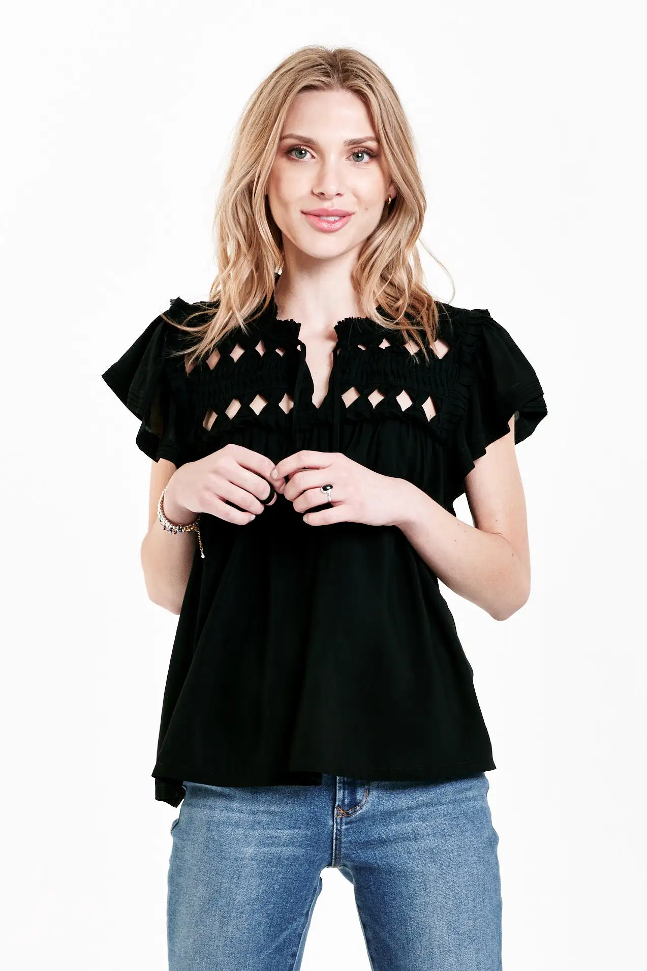 Kezia Knotted Embroidery Top