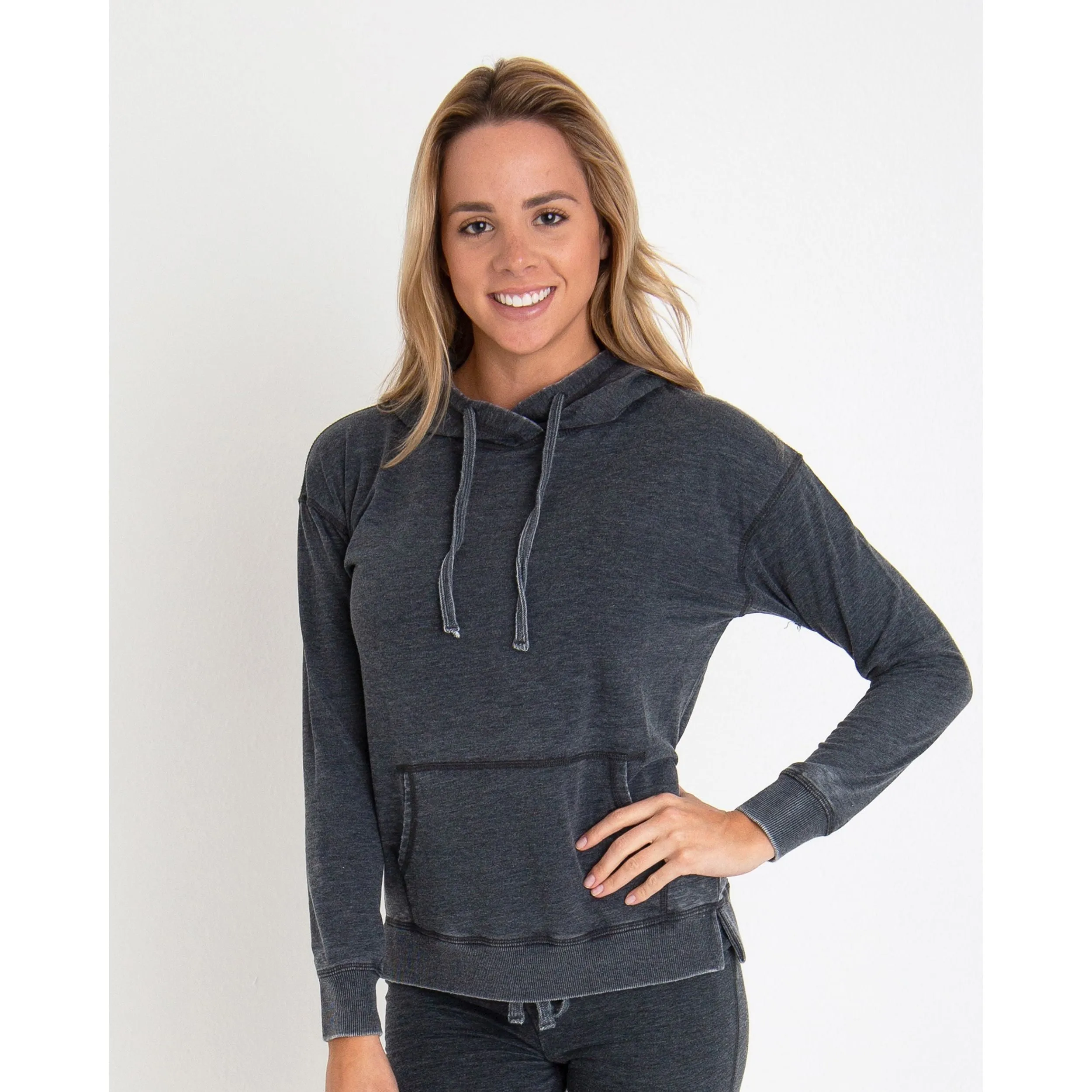 ladies cross fleece burnout hoodie