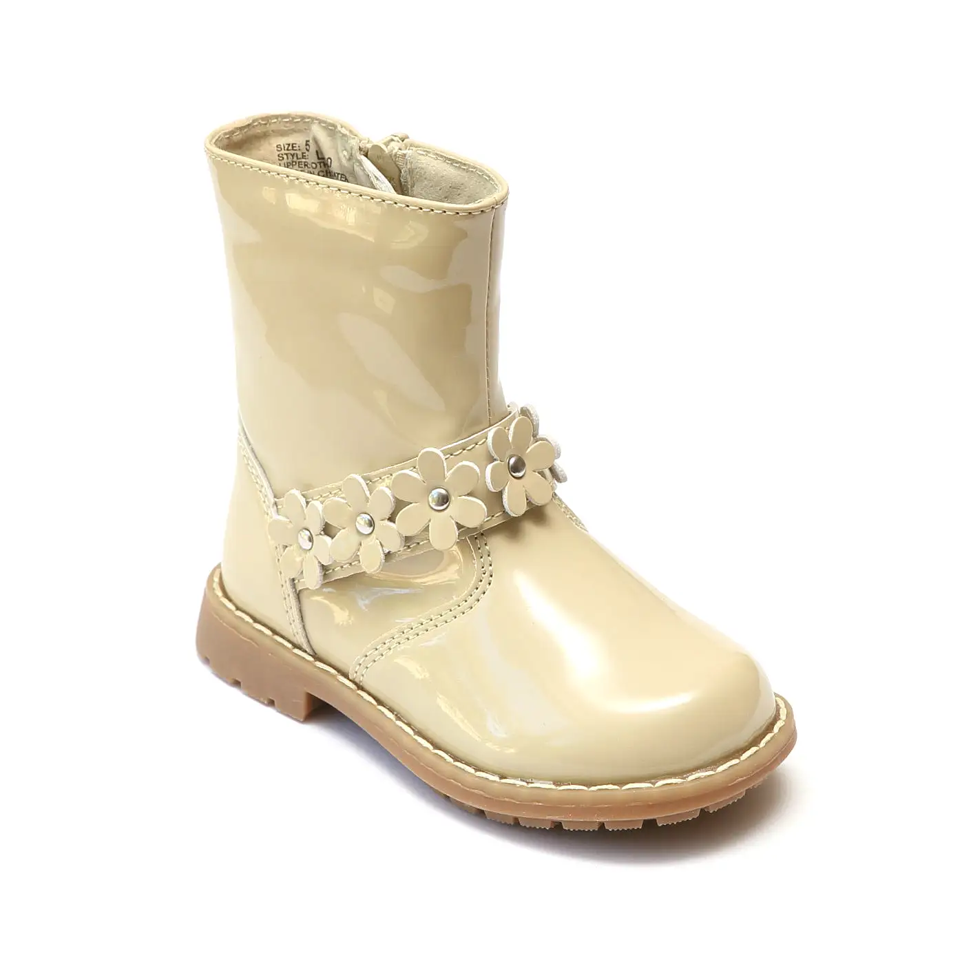 L'Amour Girls Moto Boots with Flower Accents