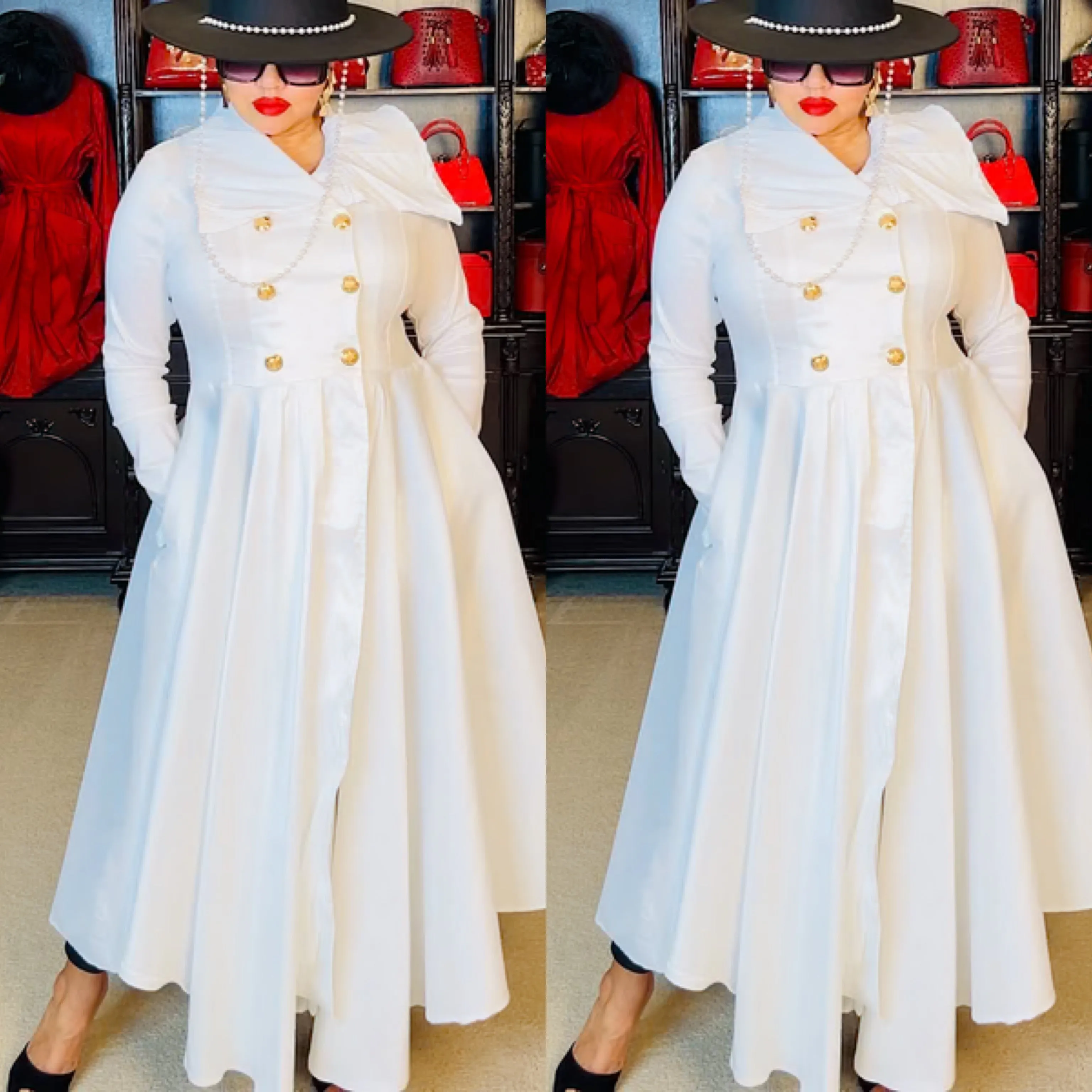 Long Off White Duster Coat Dress