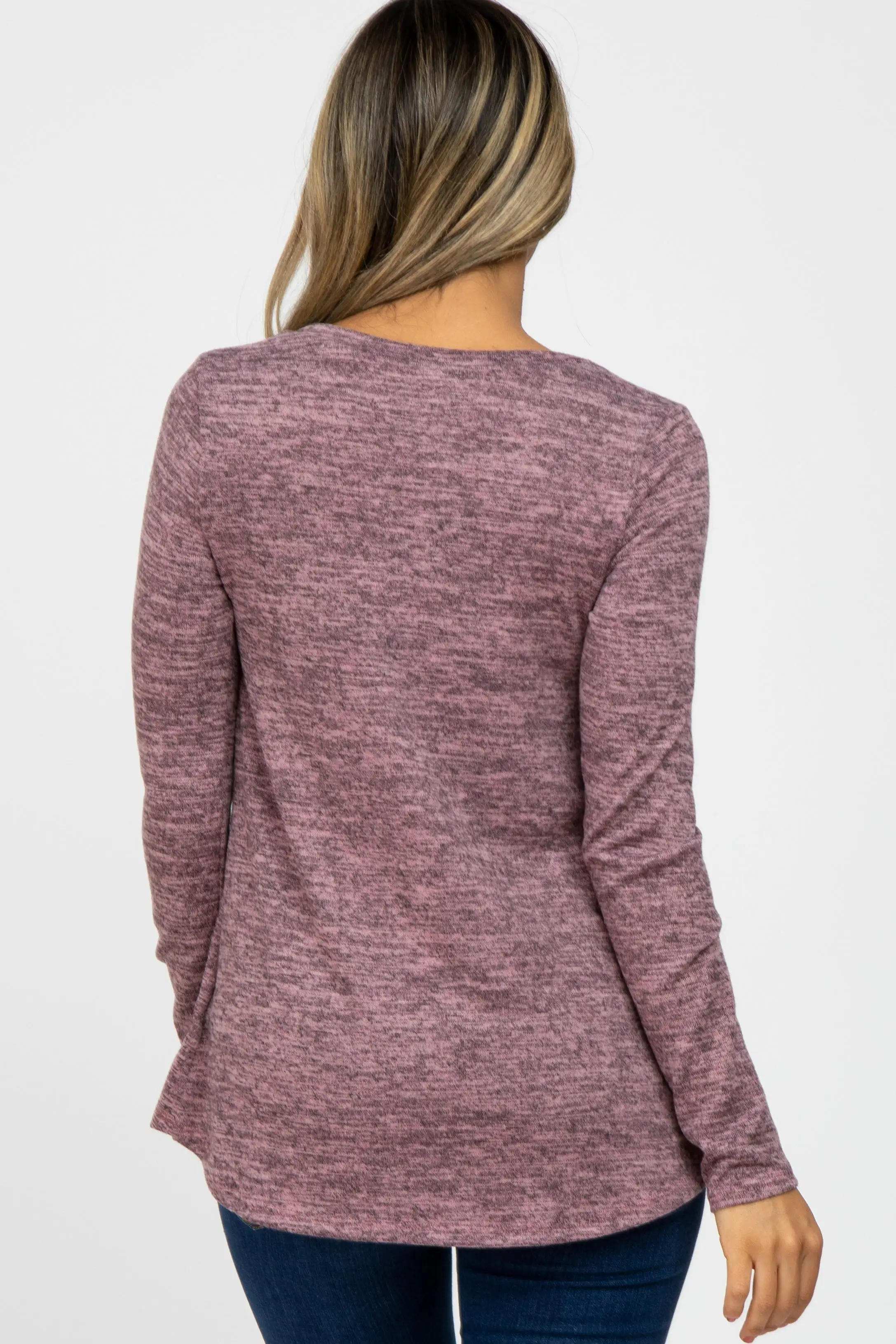 Mauve Heather Knit Layered Front Nursing Top