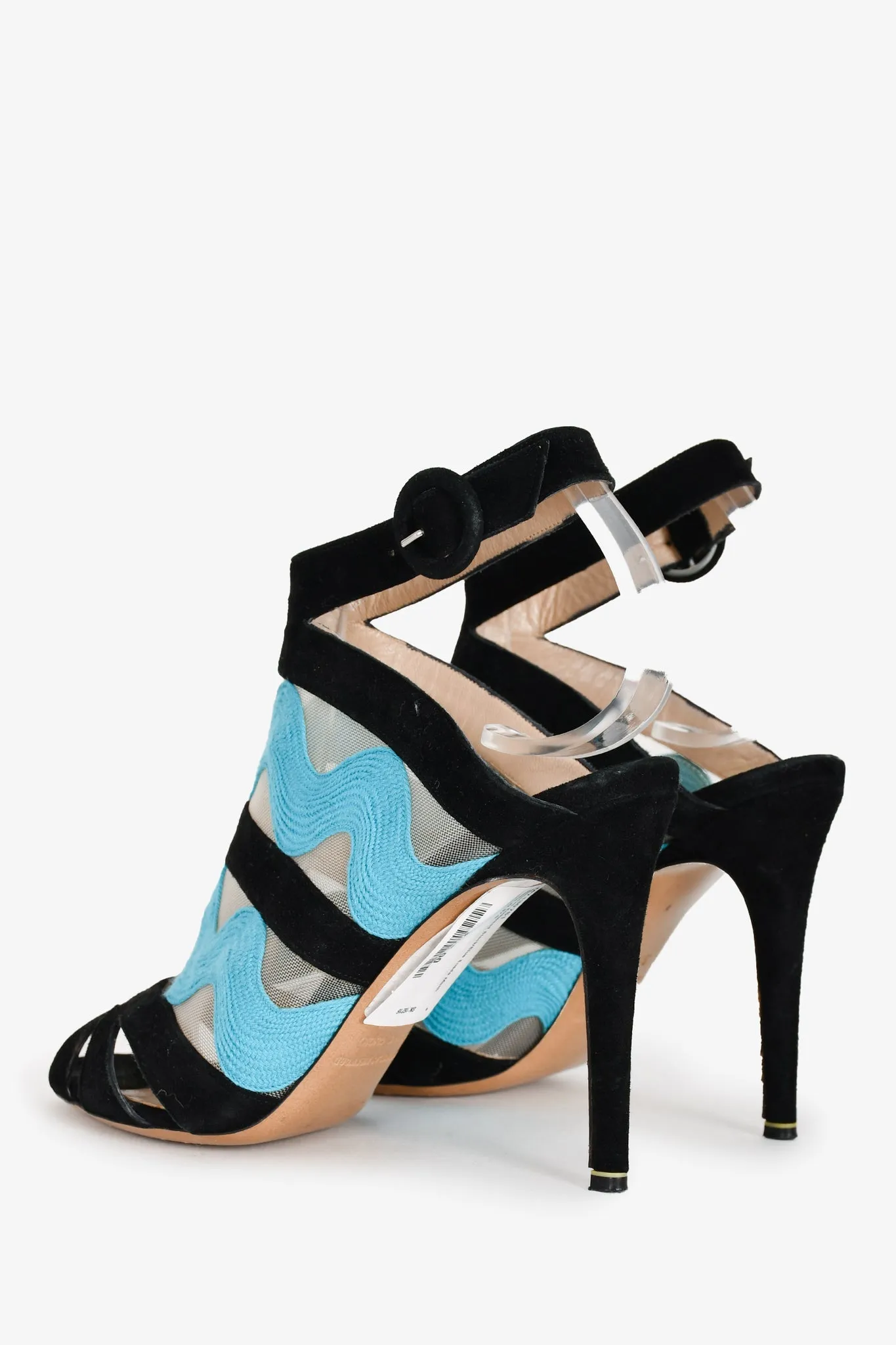 Nicholas Kirkwood Black/Blue Suede Mesh Heels Size 37.5