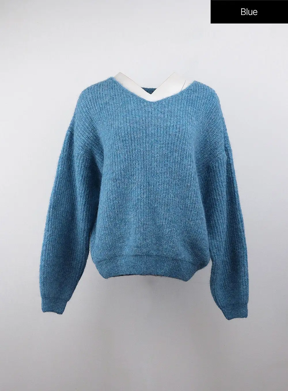 Oversized V-Neck Solid Long Sleeve Sweater OJ411