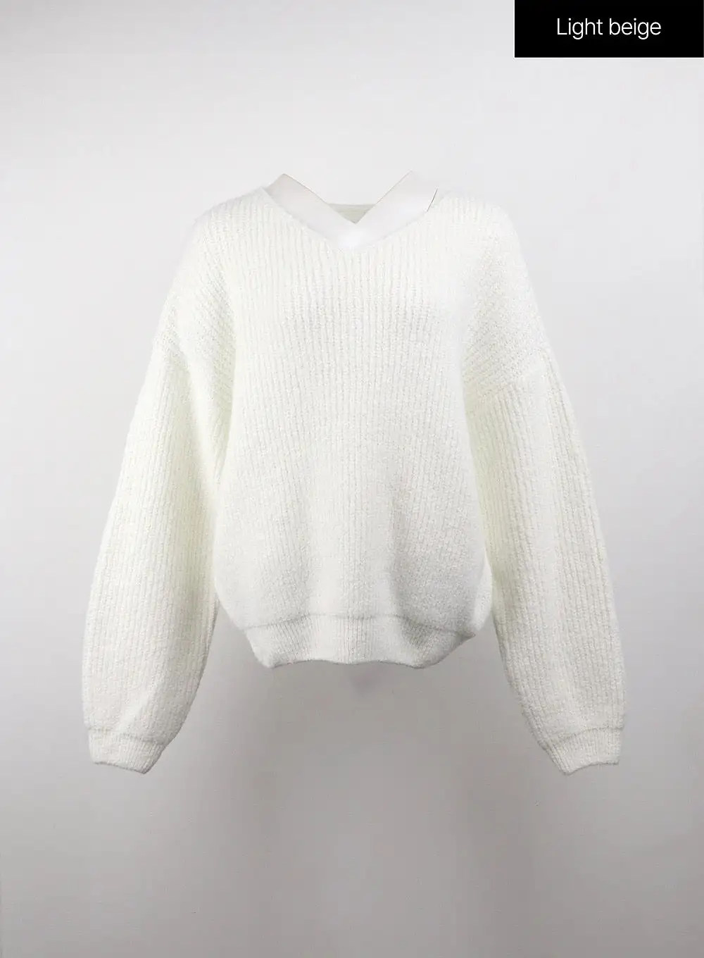 Oversized V-Neck Solid Long Sleeve Sweater OJ411