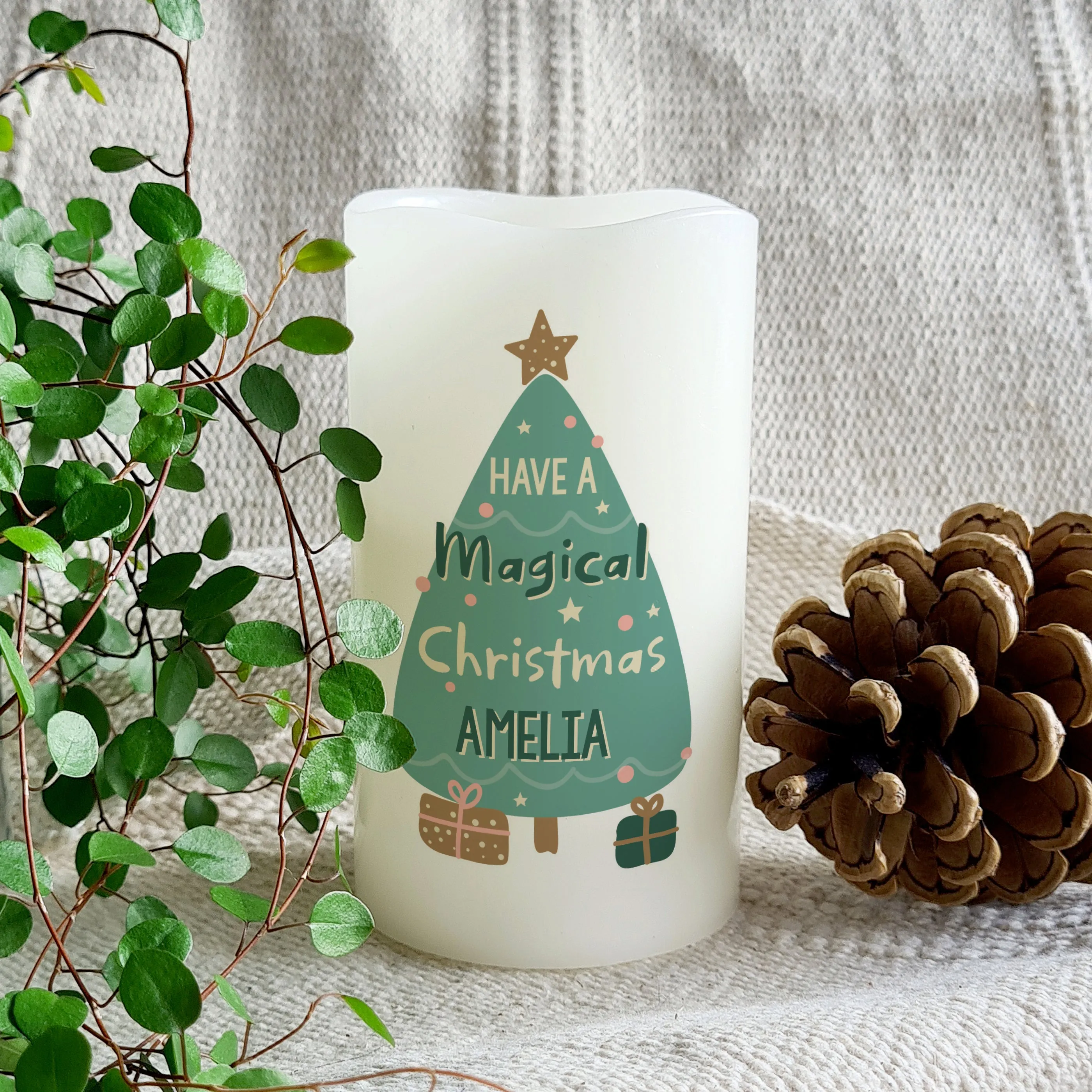 Personalised Have A Magical Christmas LED Candle