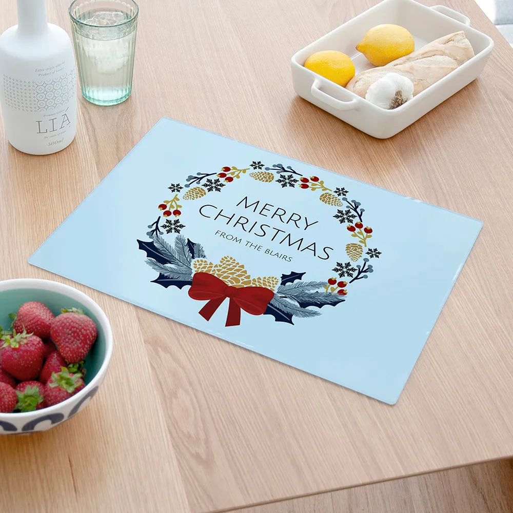 Personalised Nordic Wreath Rectangular Chopping Board