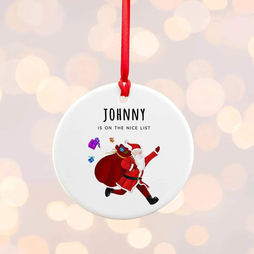 Personalised Playful Santa Christmas Ornament