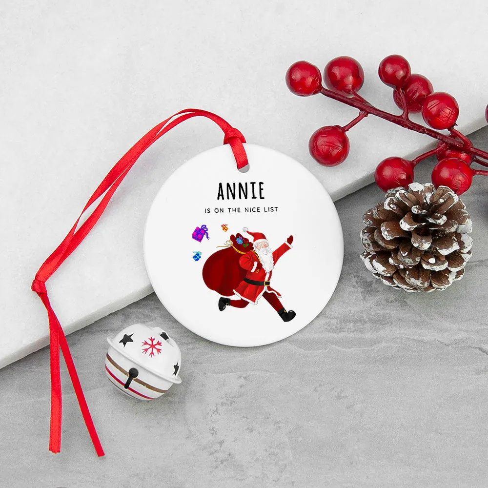 Personalised Playful Santa Christmas Ornament