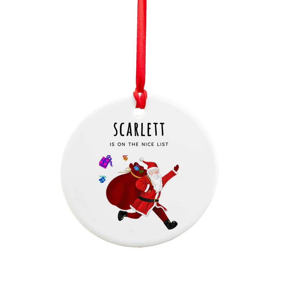 Personalised Playful Santa Christmas Ornament