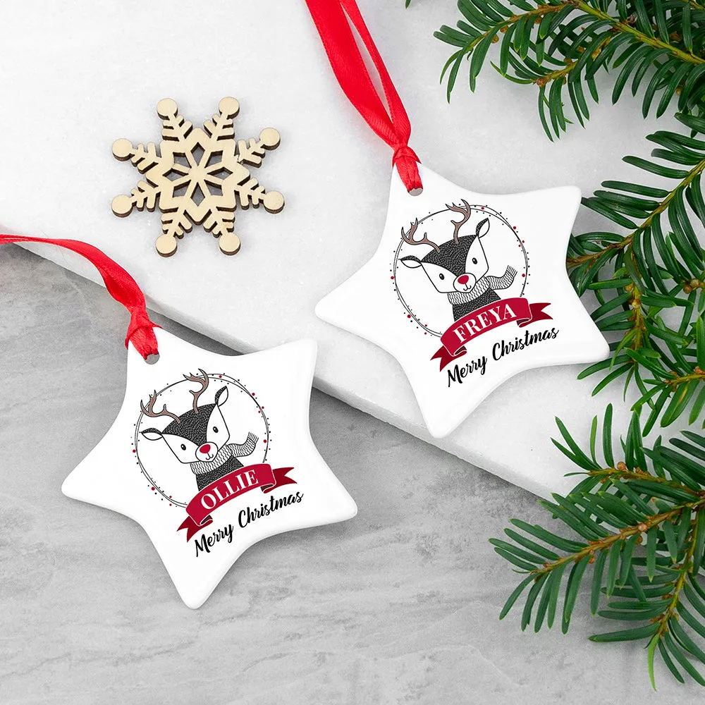 Personalised Reindeer Christmas Decoration