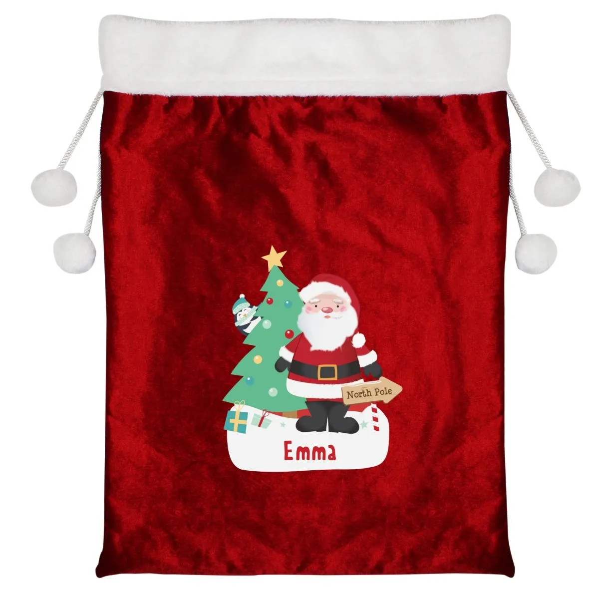 Personalised Santa Luxury Pom Pom Red Children's Christmas Sack