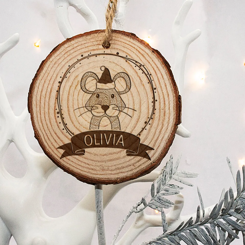 Personalised Woodland Mouse Christmas Tree Decoration