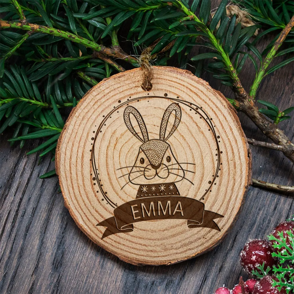 Personalised Woodland Rabbit Christmas Tree Decoration