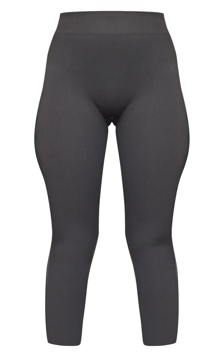 Petite Charcoal Contour Rib Seamless Leggings