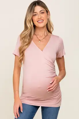 Pink Wrap Front Maternity/Nursing Top