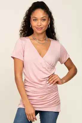 Pink Wrap Front Nursing Top