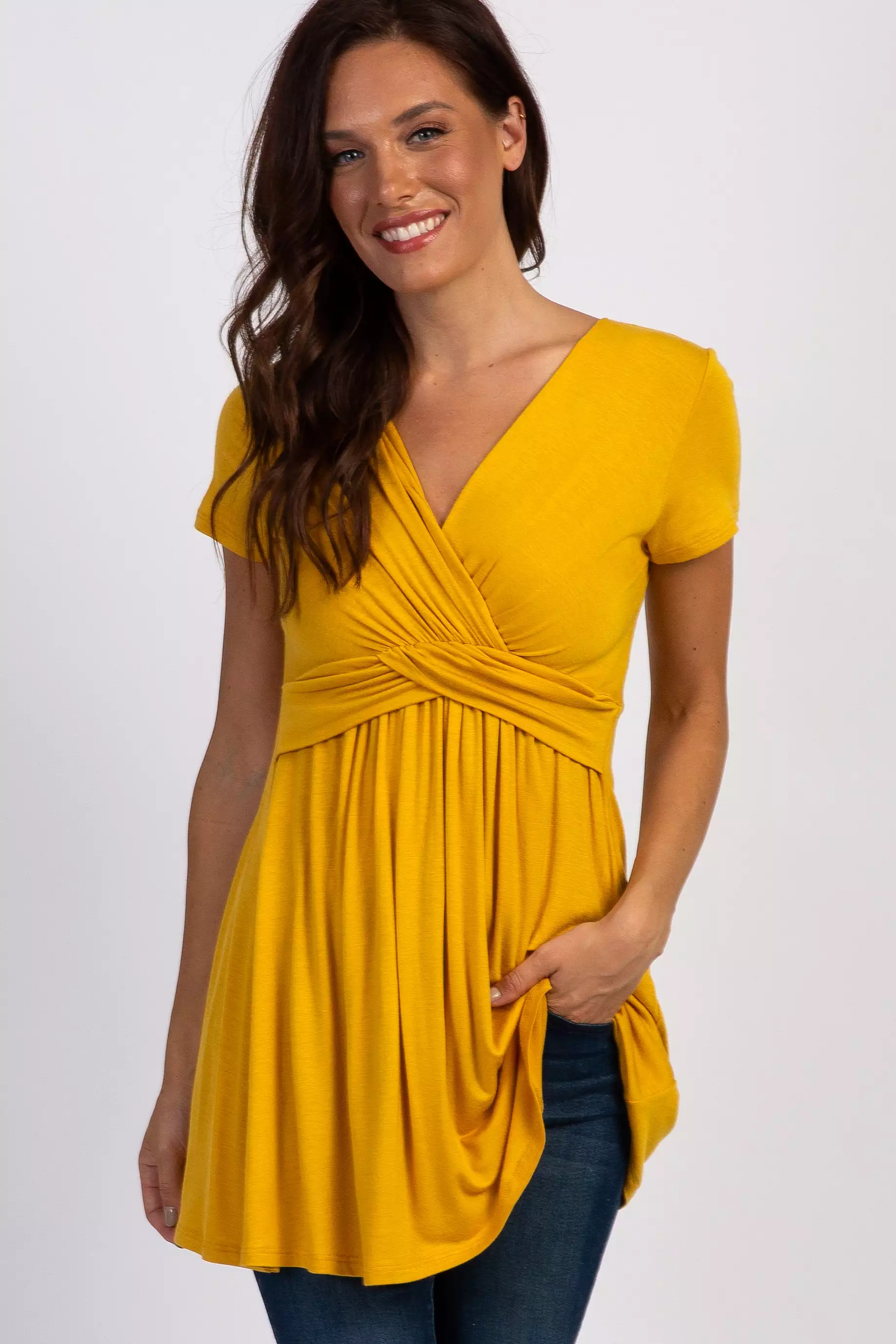 PinkBlush Gold Draped Front Nursing Top