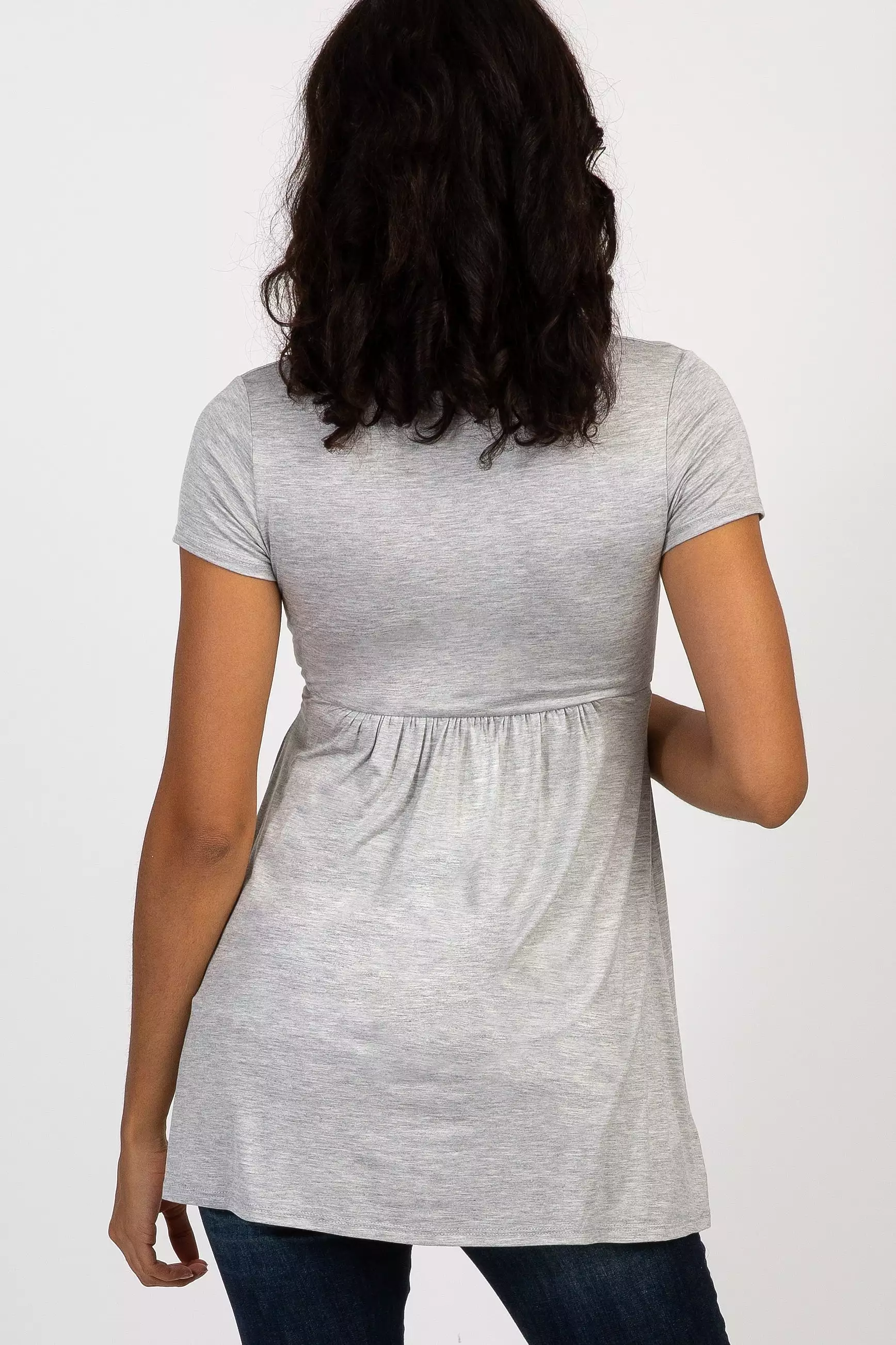 PinkBlush Grey Draped Front Maternity/Nursing Top