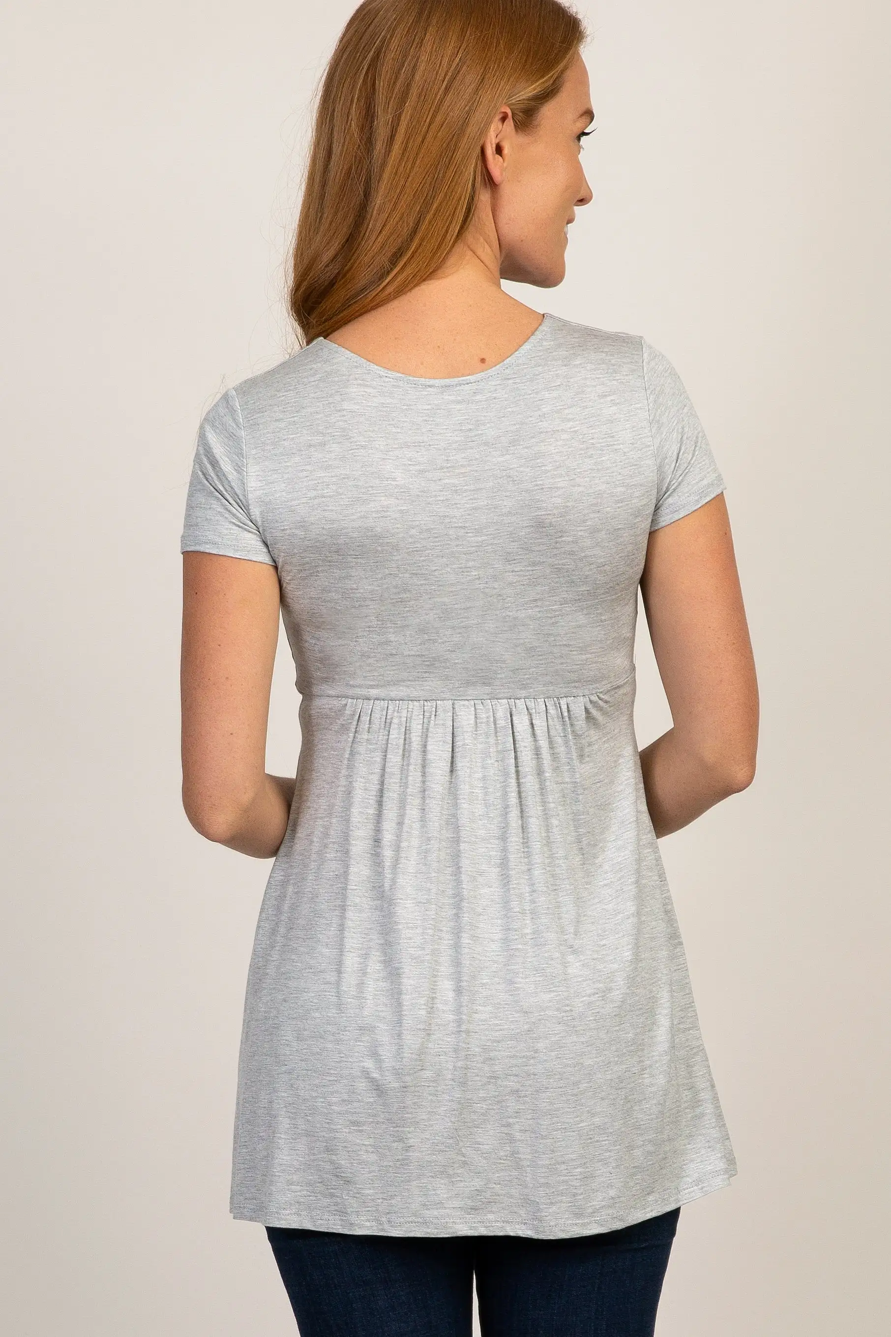 PinkBlush Grey Draped Front Nursing Top