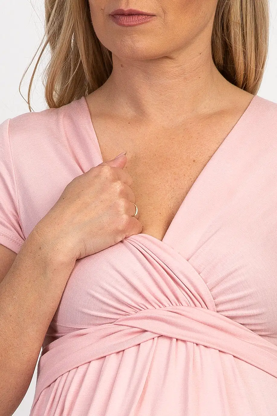 PinkBlush Light Pink Draped Front Maternity/Nursing Top