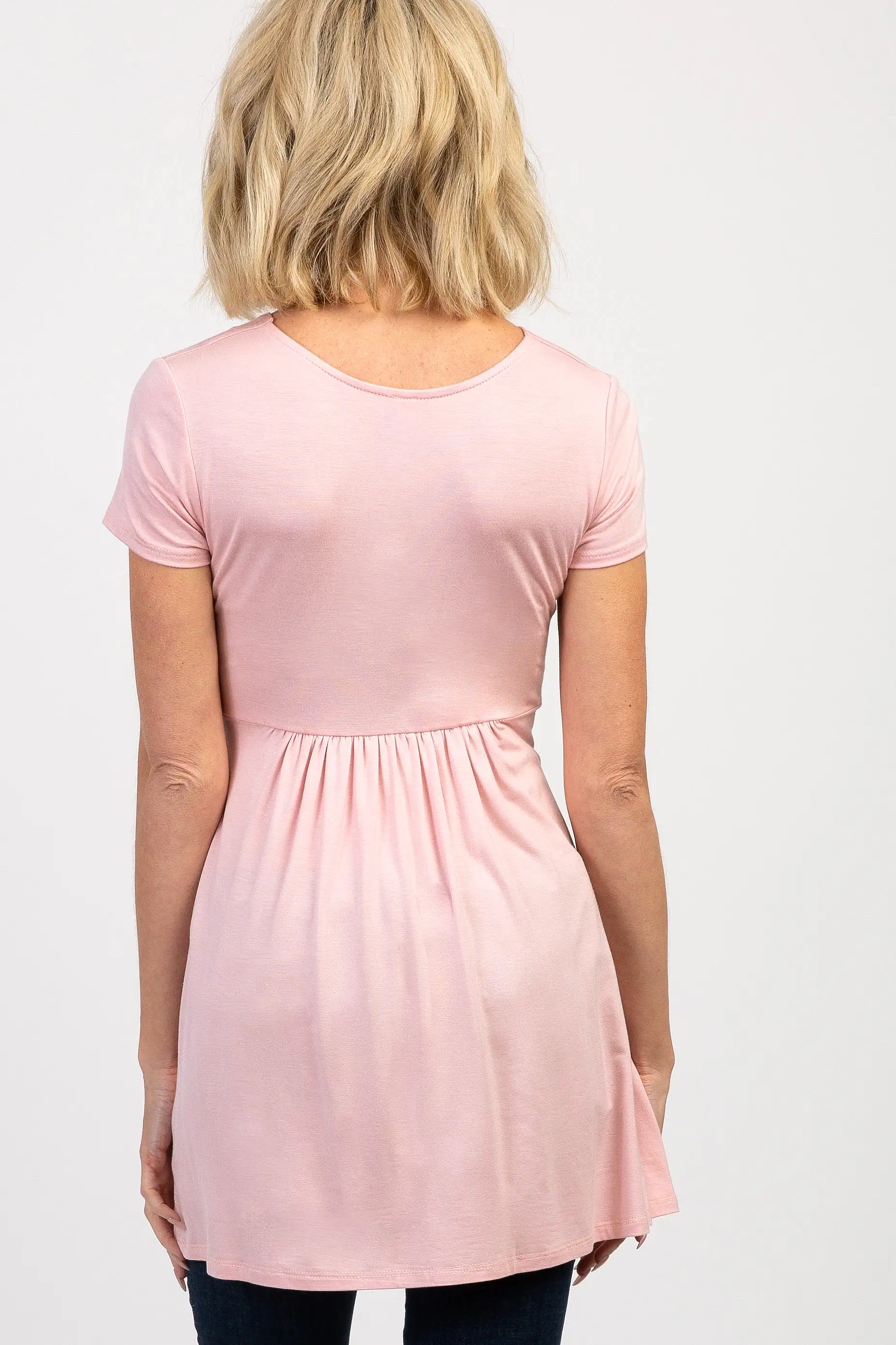 PinkBlush Light Pink Draped Front Nursing Top