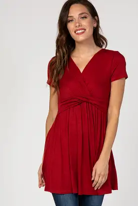 PinkBlush Rust Draped Front Nursing Top