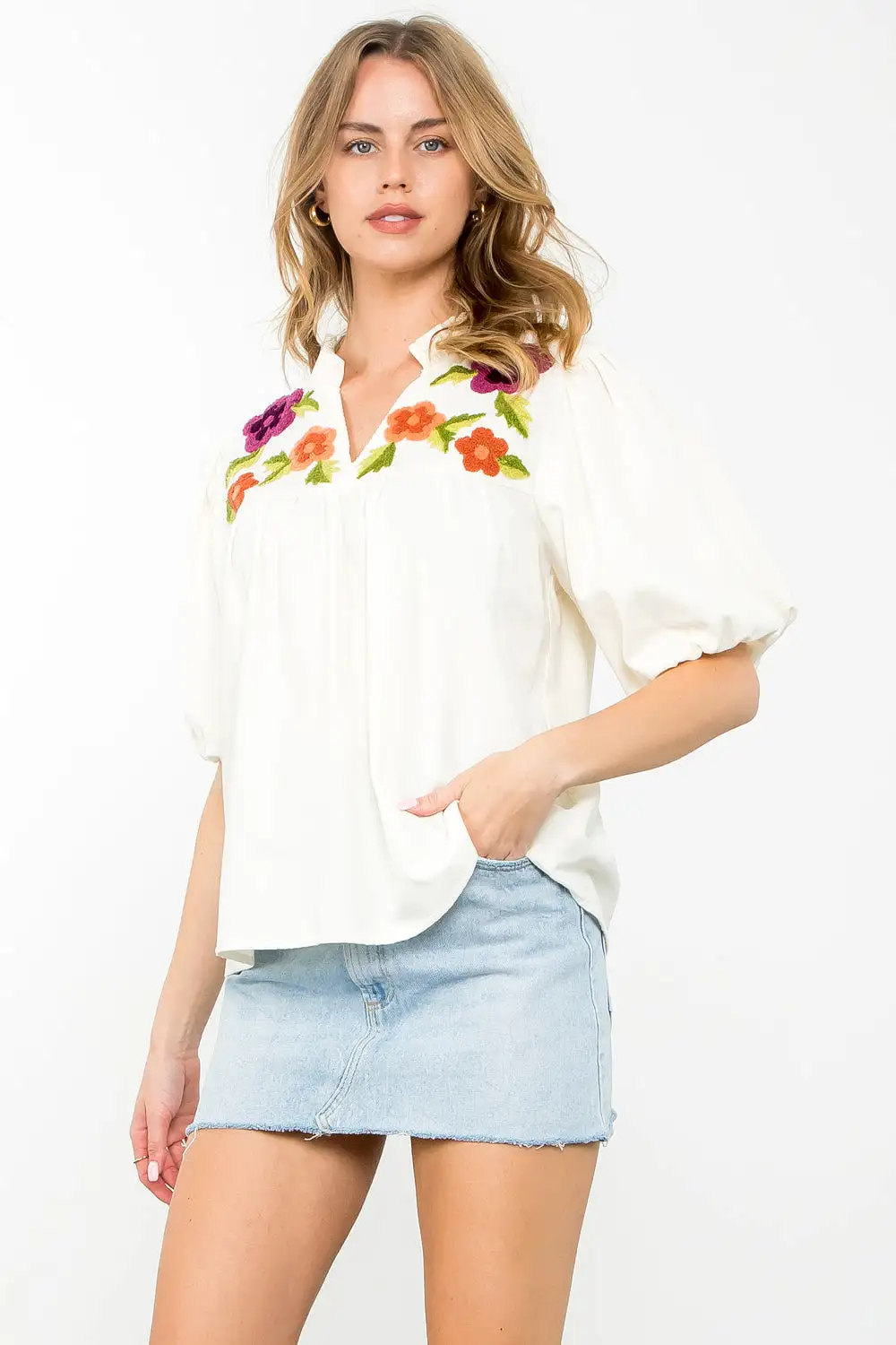 Puff Sleeve Corduroy Top