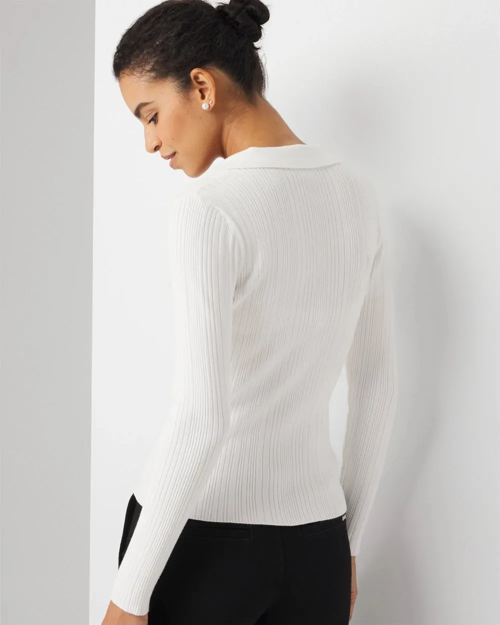 Ribbed Collar Pullover Sweater