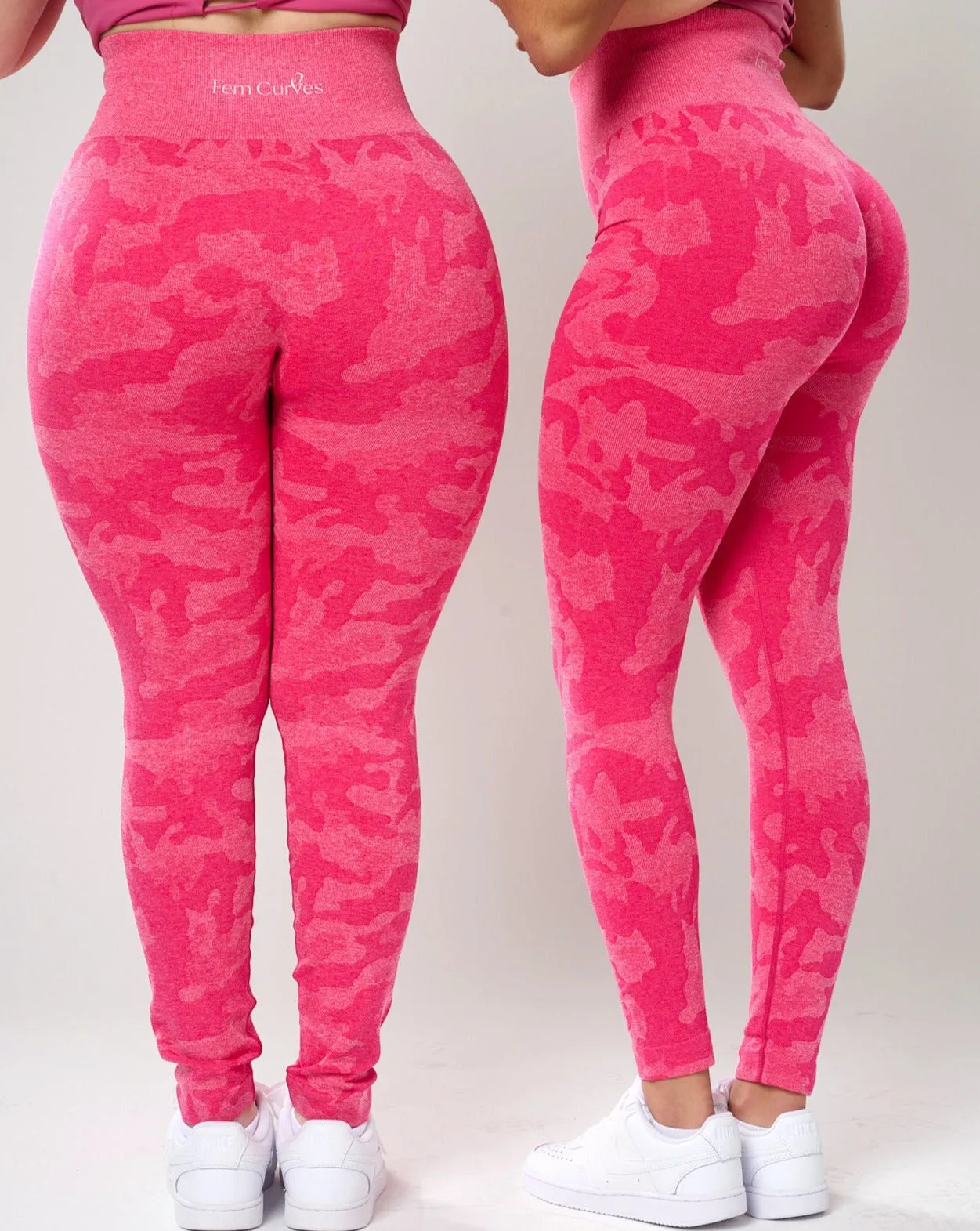 Rita Camo Seamless Leggings - Fuchsia