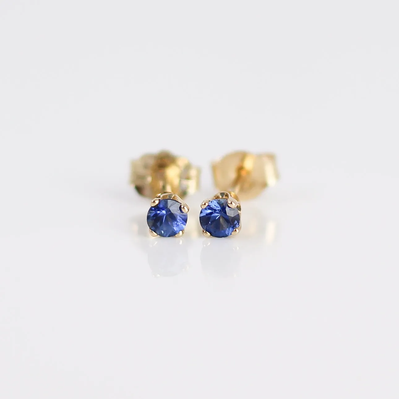 Round Blue Sapphire Studs