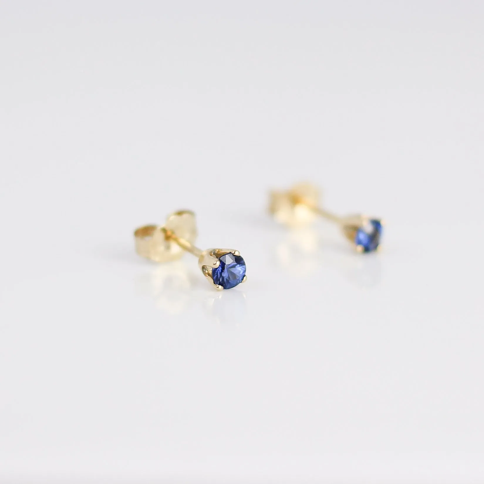 Round Blue Sapphire Studs