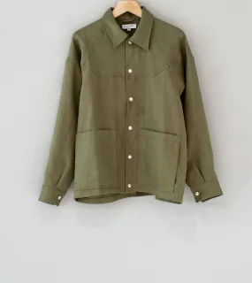 Royce Hill ‘Paneled Snap Jacket’ (Army Green Linen Twill)