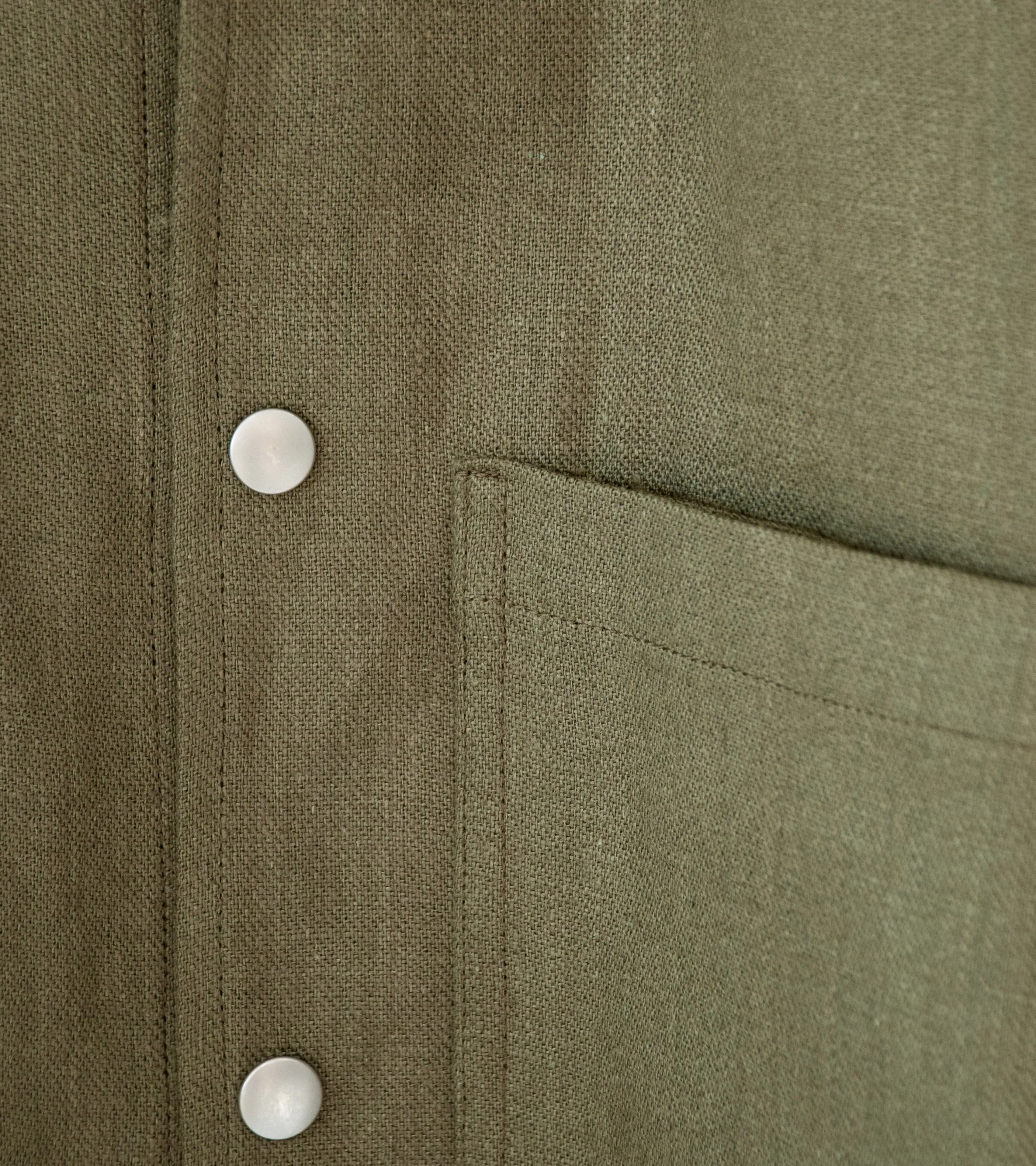 Royce Hill ‘Paneled Snap Jacket’ (Army Green Linen Twill)