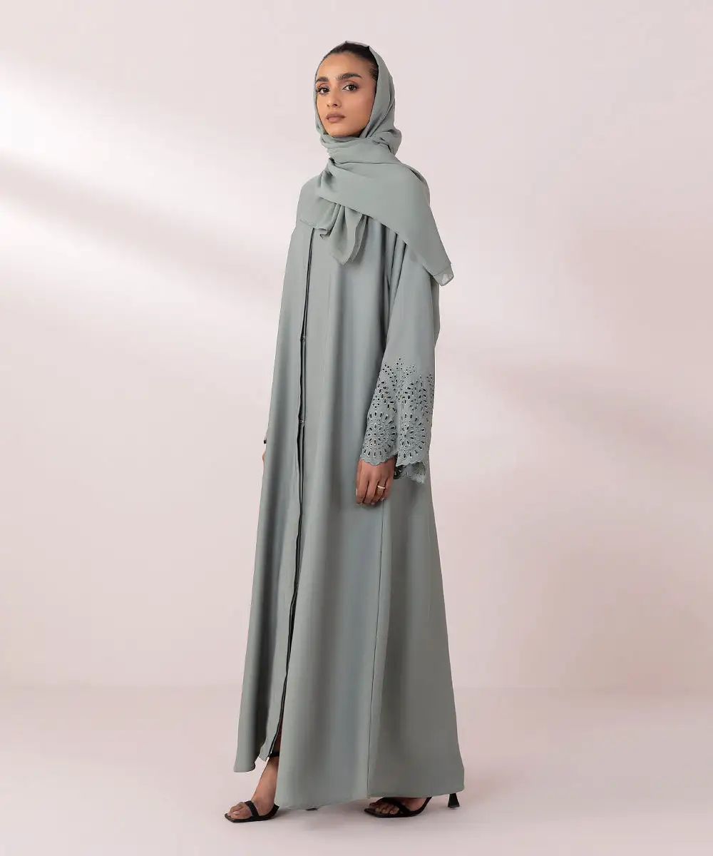 Schiffli Embroidered Abaya Set