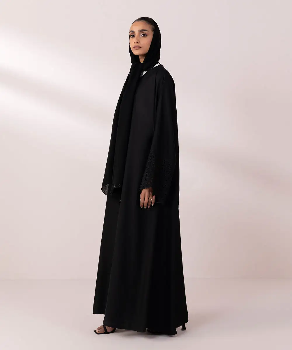 Schiffli Embroidered Abaya Set