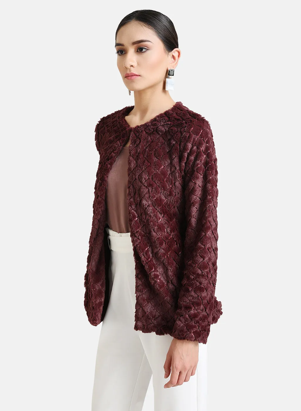 Sequin Detailed Fur Jacket