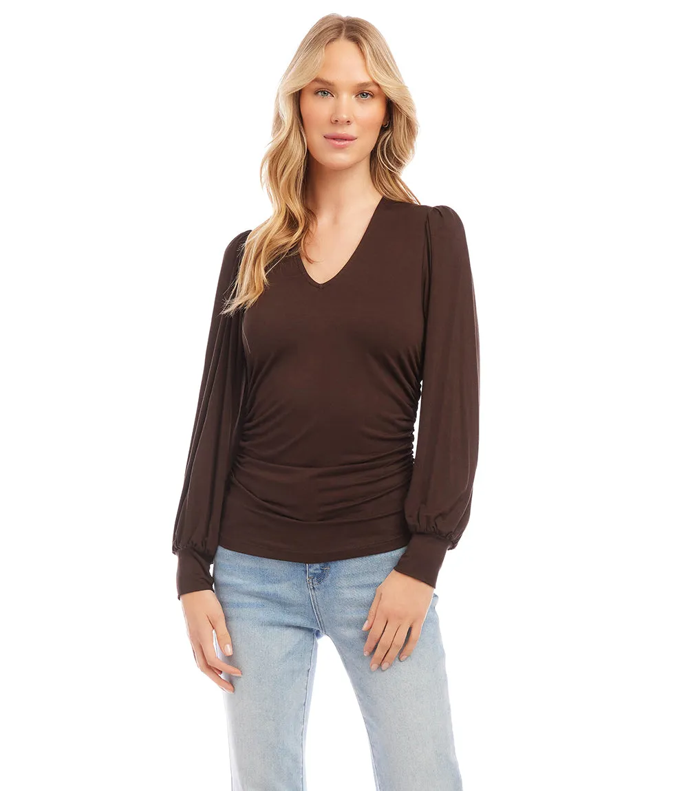 Shirred V-Neck Top