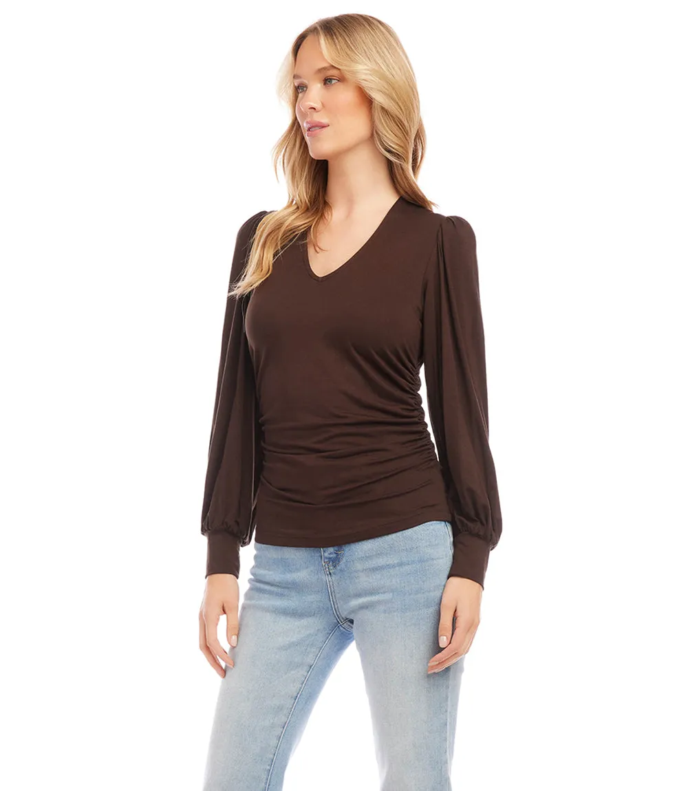 Shirred V-Neck Top