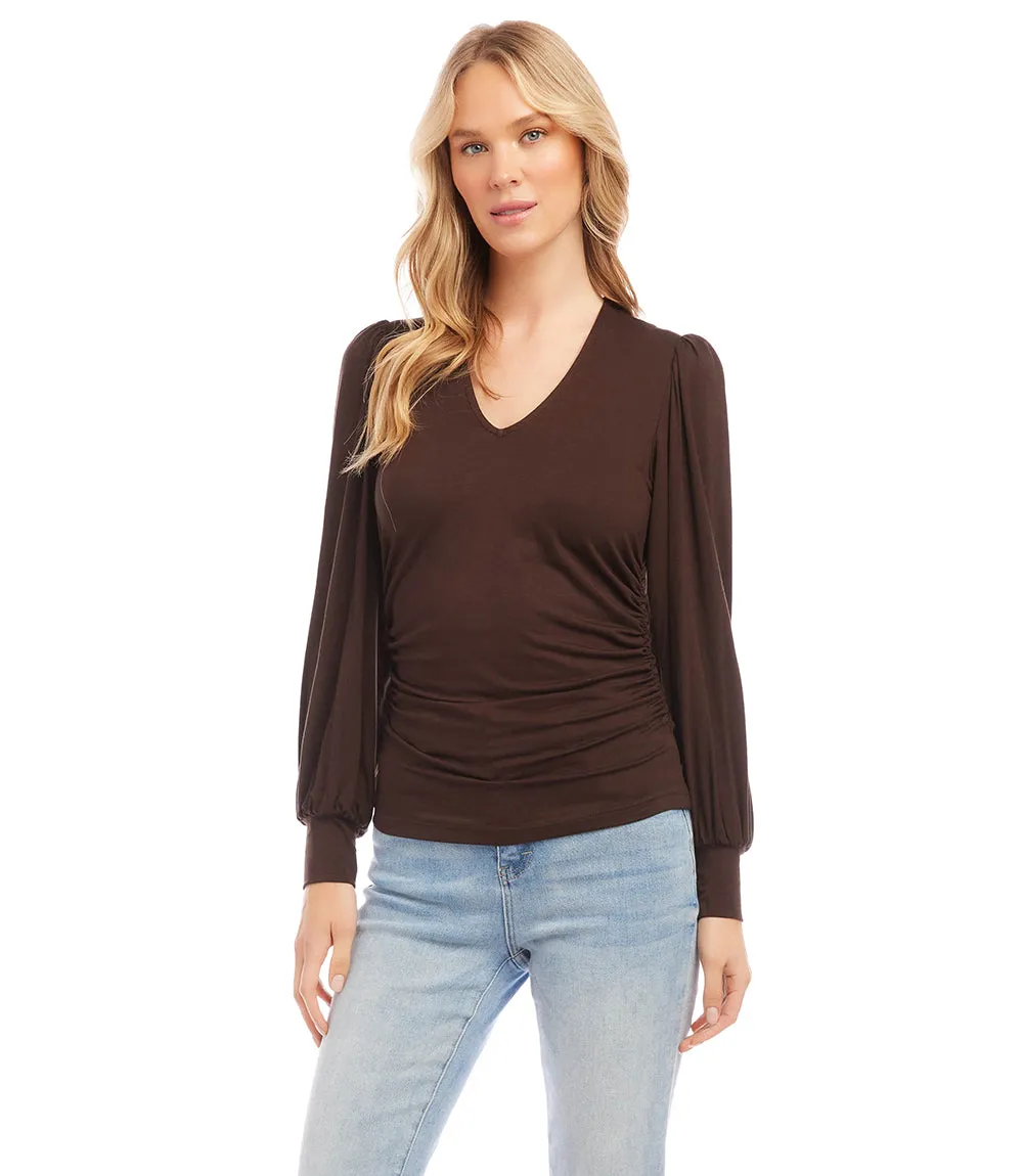 Shirred V-Neck Top