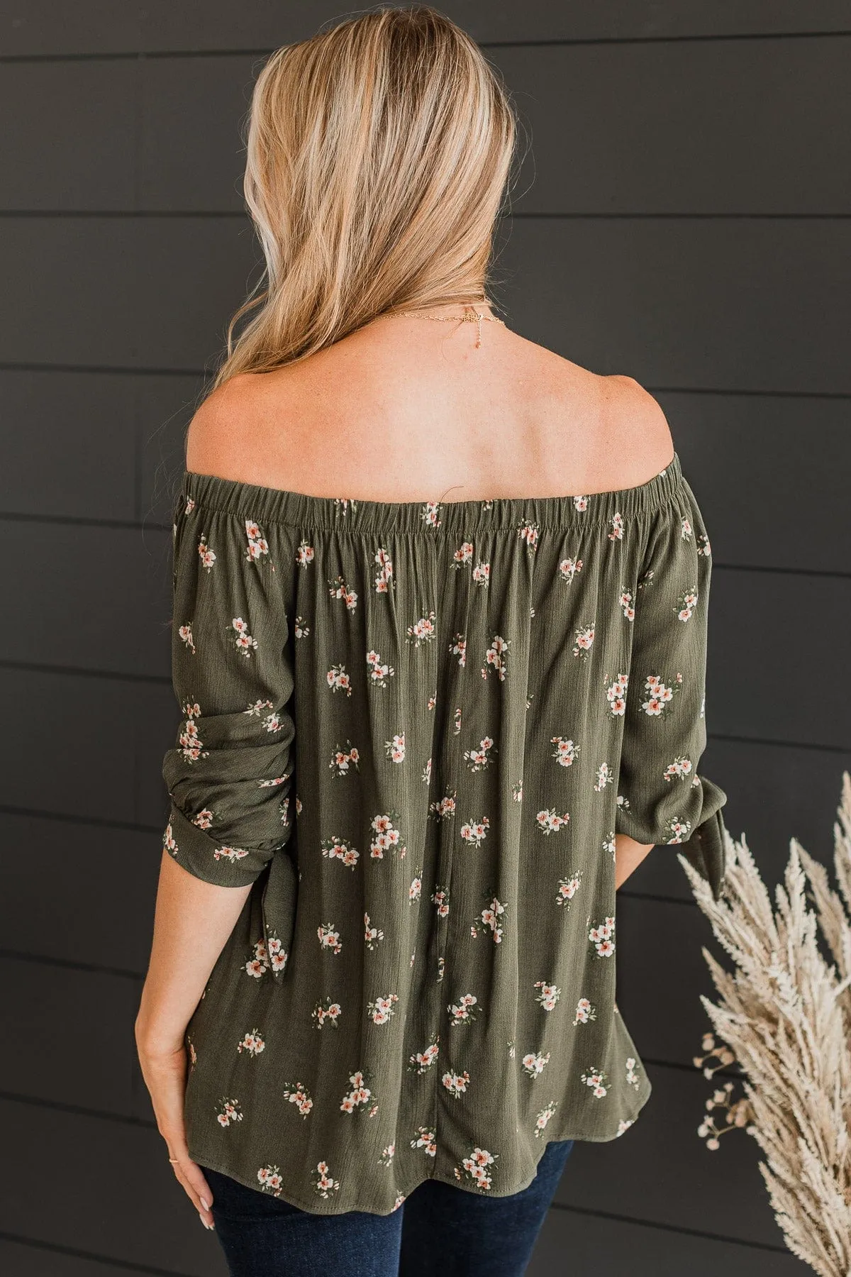 Simple Reminder Off-The-Shoulder Top- Olive