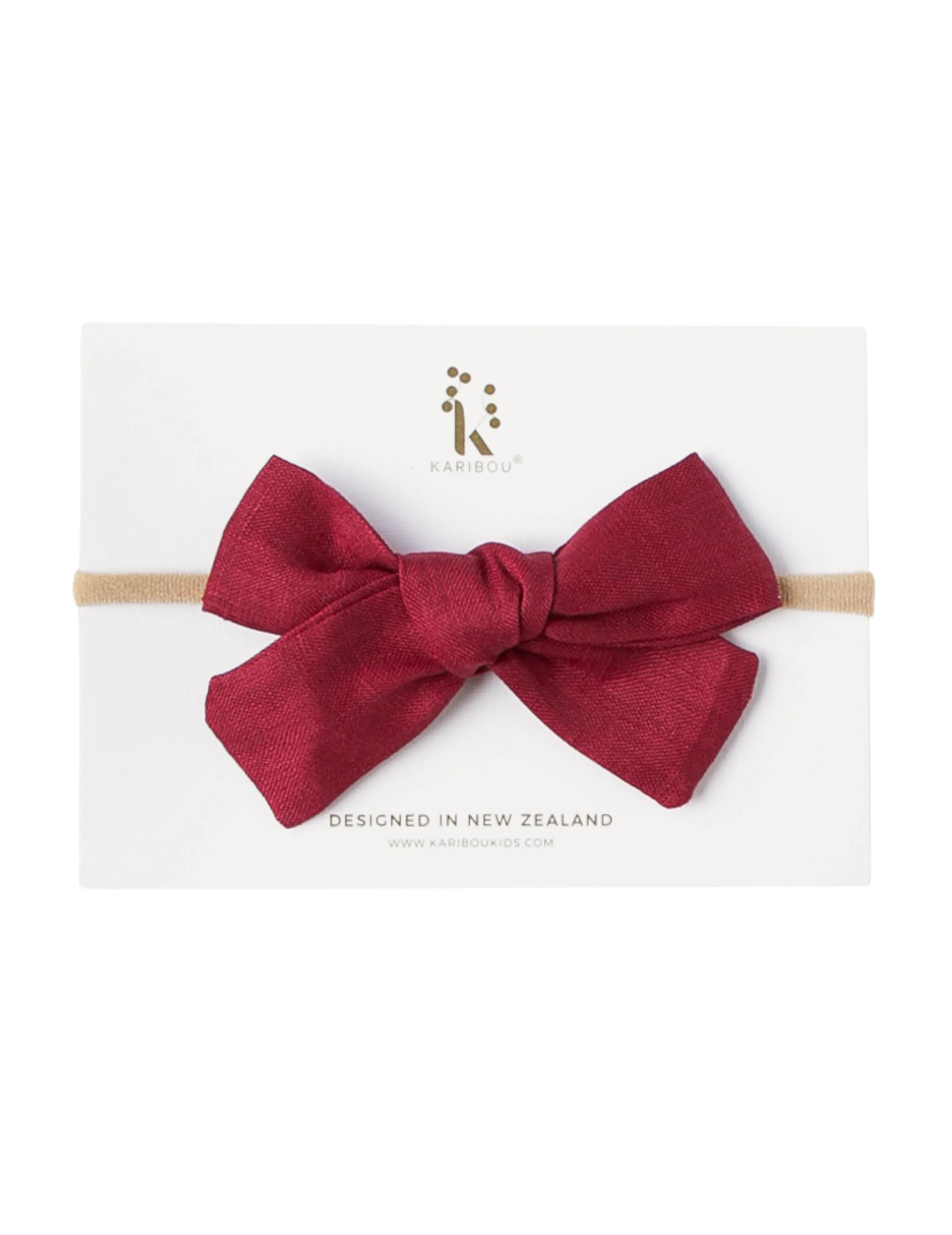 Skylah Pinwheel Linen Bow - Cherry Red