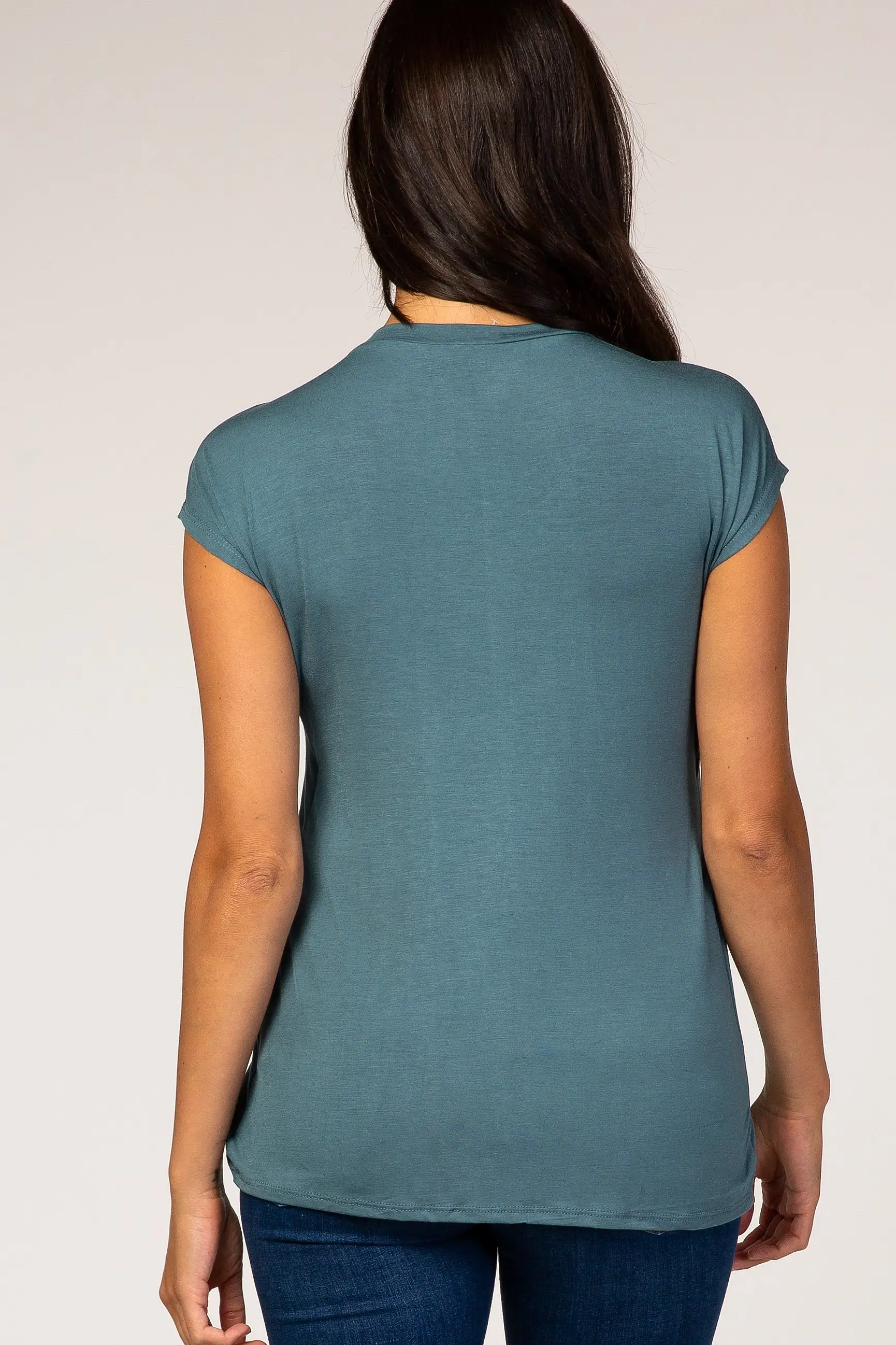 Slate Blue Layered Wrap Front Nursing Top