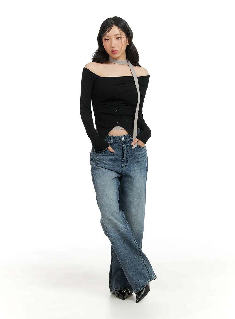 Street Asymmetrical Off-Shoulder Top CM420