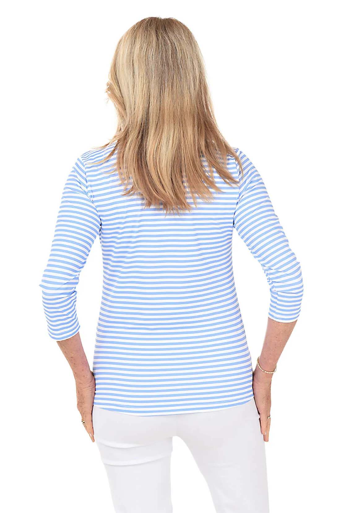 Striped Classic UPF50+ V-Neck Top