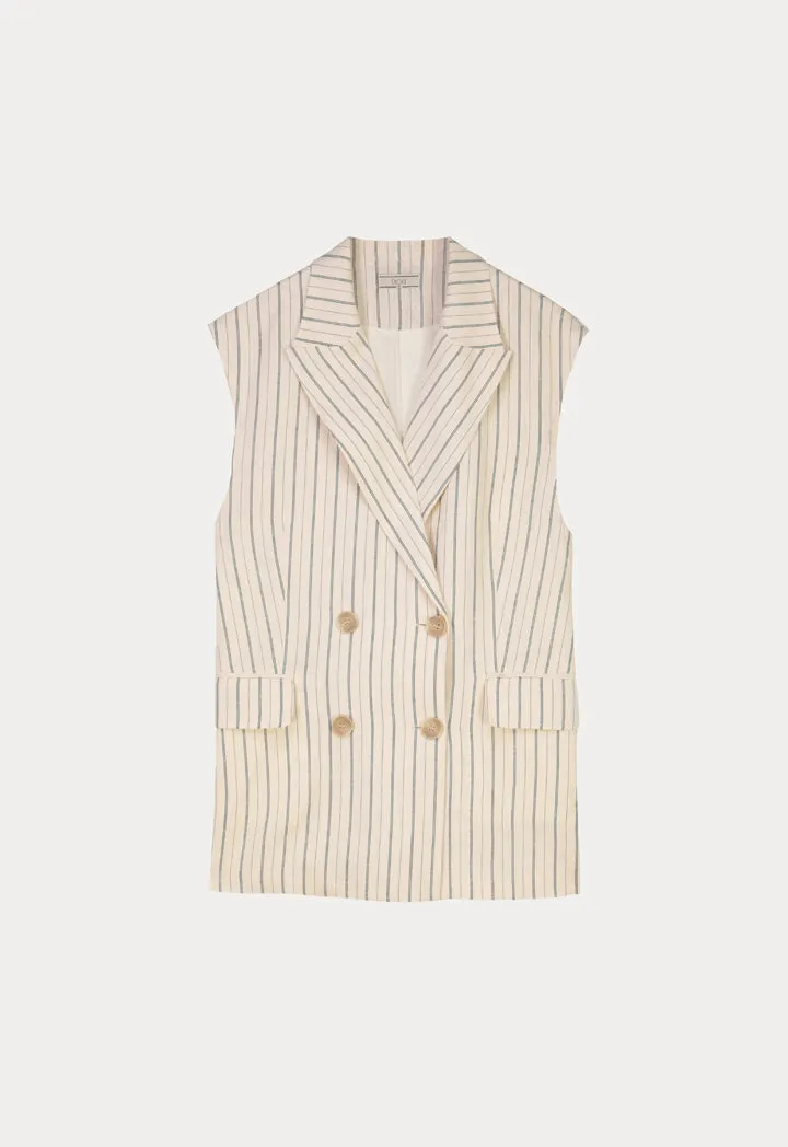 Striped Double Breast Vest Jacket