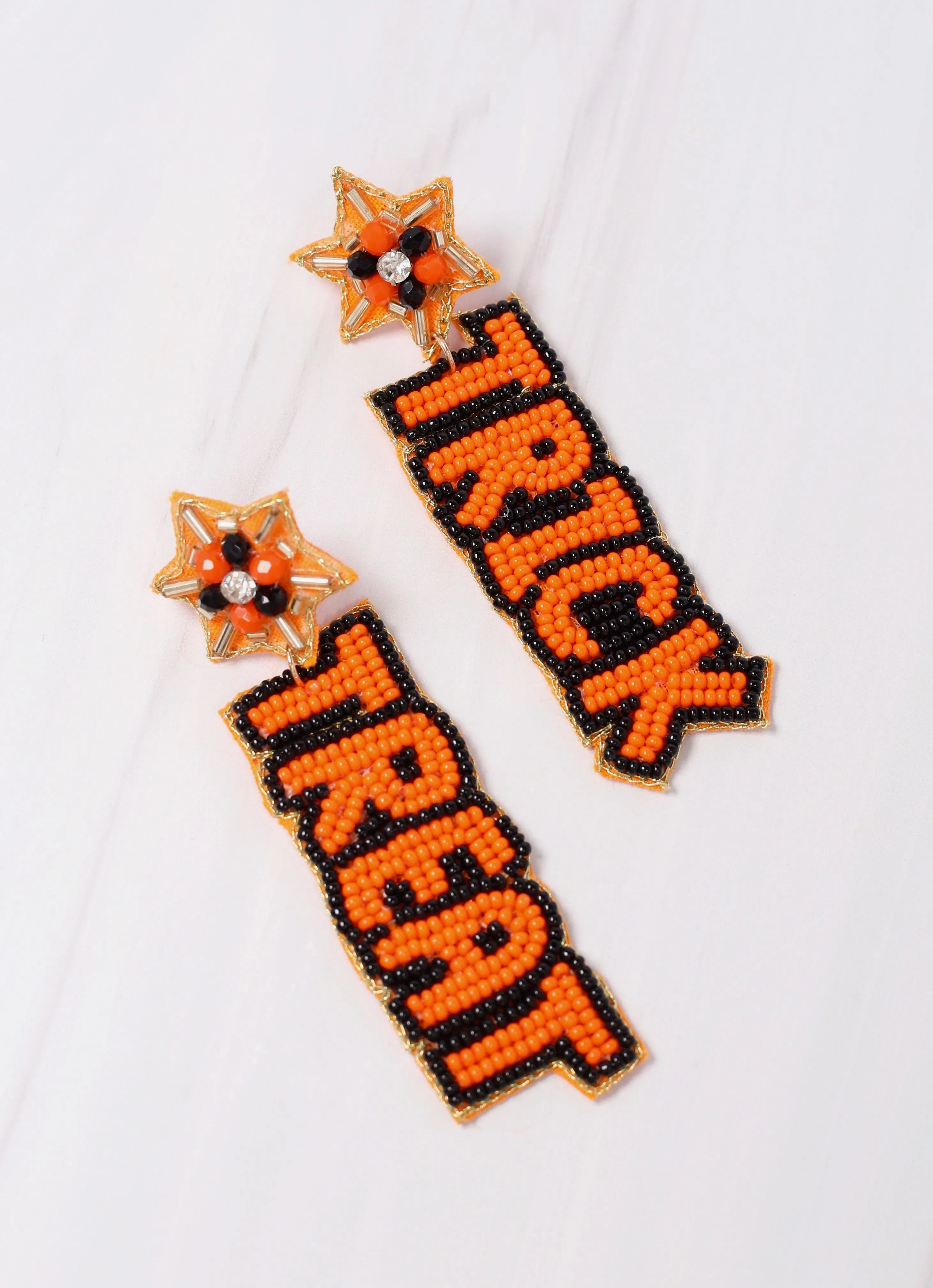 Trick or Treat Beaded Drop Earring ORANGE