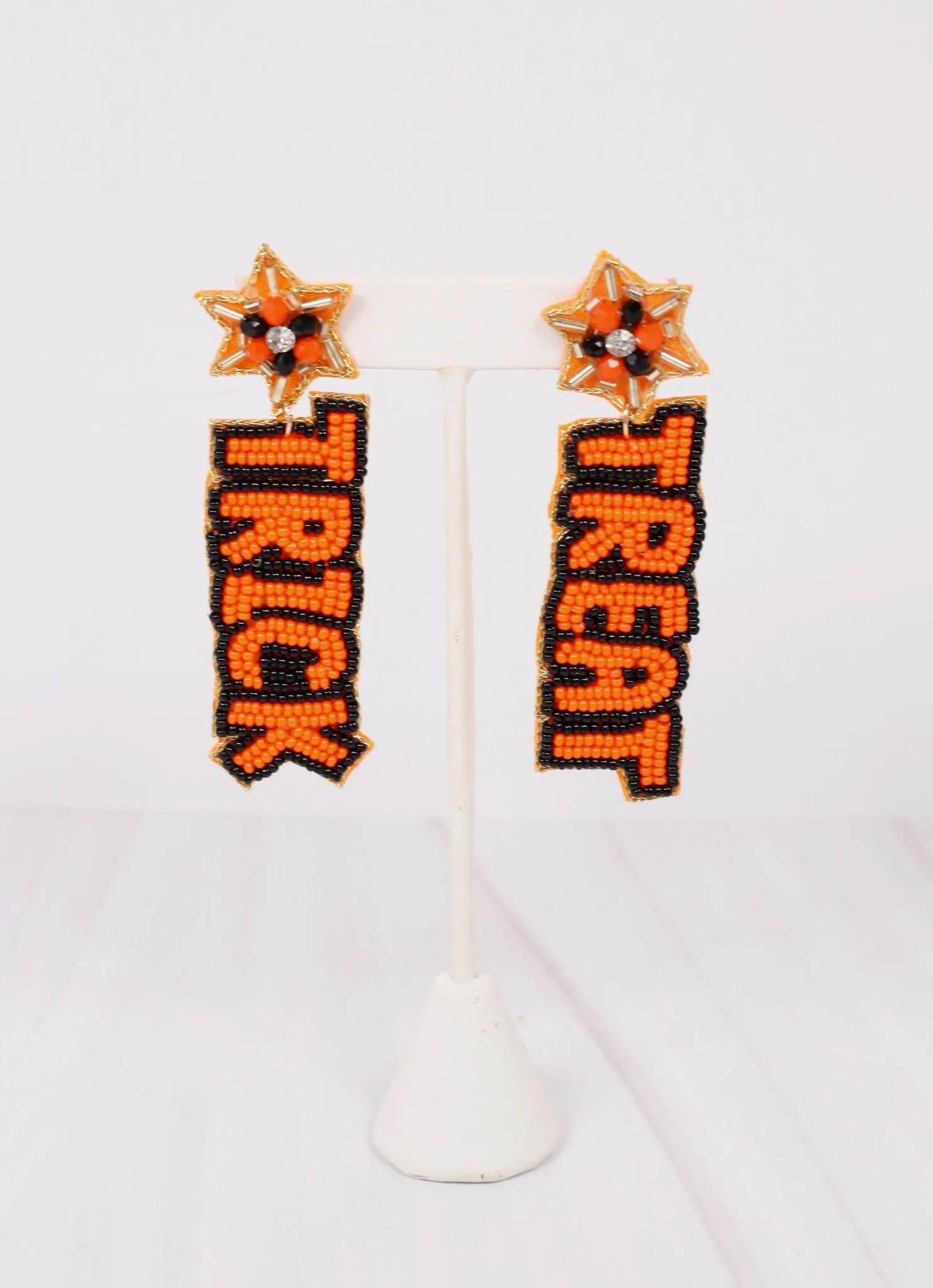 Trick or Treat Beaded Drop Earring ORANGE