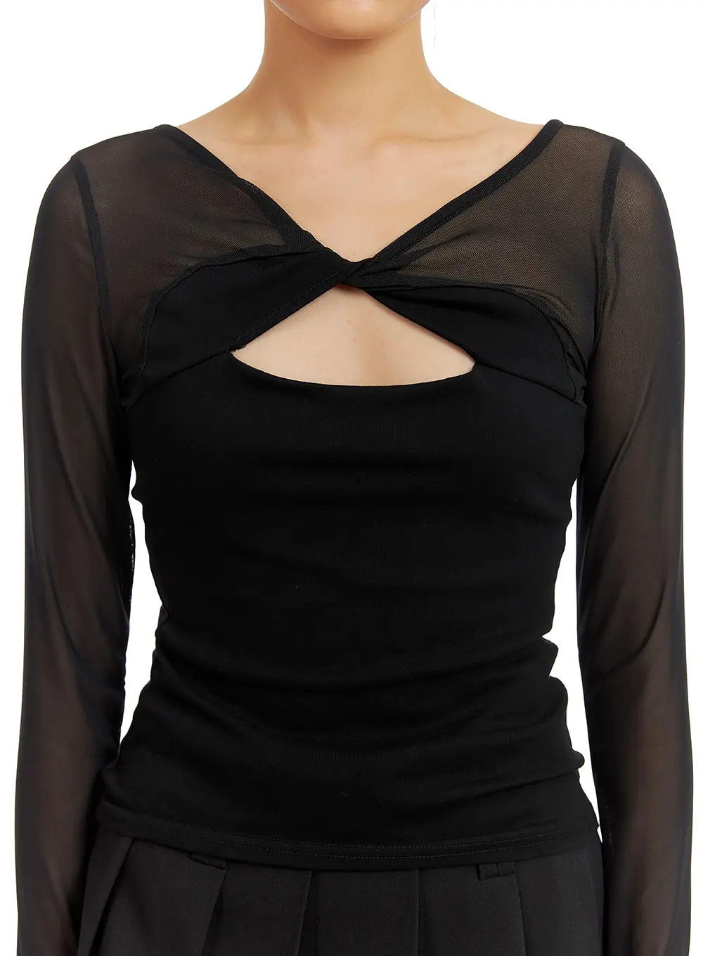 Twist Sheer V-Neck Top IA417