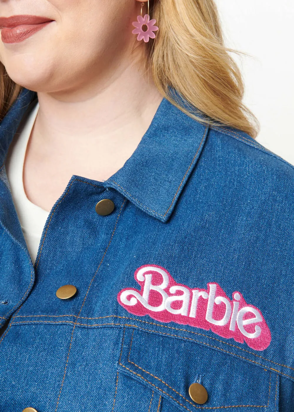 Unique Vintage x Barbie Logo Kerstie Jean Jacket Jacket Blue